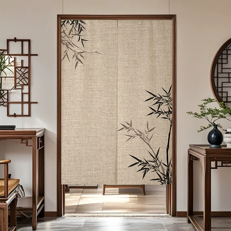 Noren Curtain Doorway - VIKAMA Ink Bamboo Noren Türvorhang mit