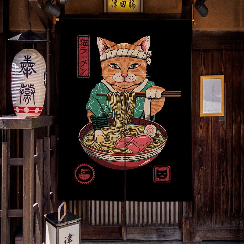 Noren Curtain Doorway - VIKAMA Cartoon Ramen Katze Noren Vorhang