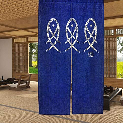 Noren Curtain Doorway - Antiker Charakterfisch, japanischer Noren-Vorhang, Küchentrennvorhänge für